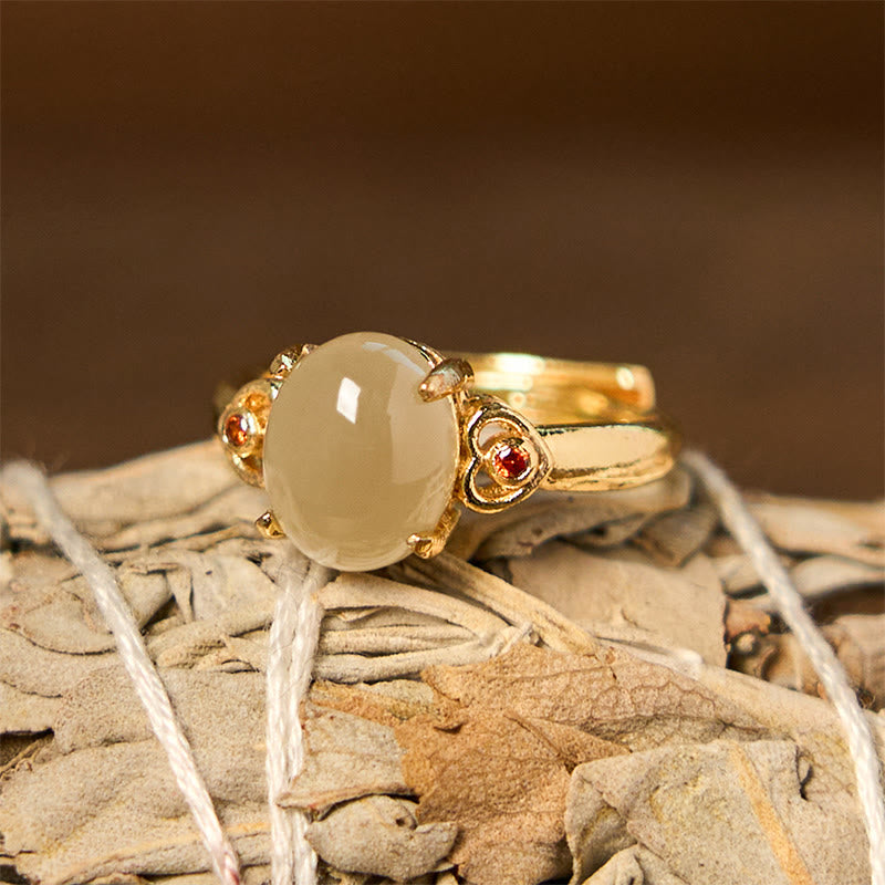 Ring Kupfer Hetian Jade Herz Glück elegant Fengshui Schmuck