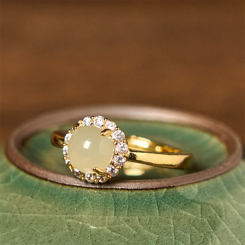 Ring Kupfer Hetian Jade Ei Glück Wohlstand Schutzstein