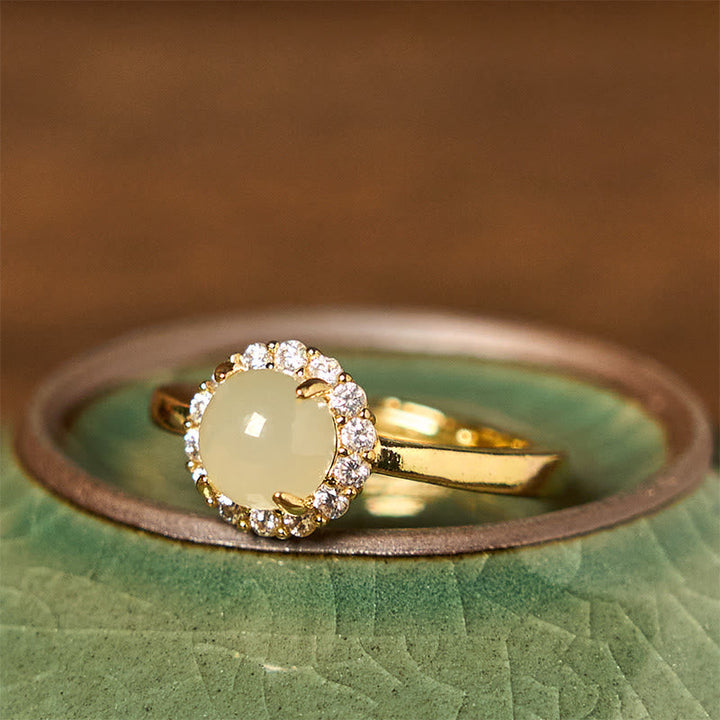 Ring Kupfer Hetian Jade Ei Glück Wohlstand Schutzstein