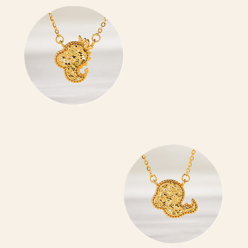 Goldene Drachen Anhänger Kette Chinesischer Zodiak Schmuck elegant