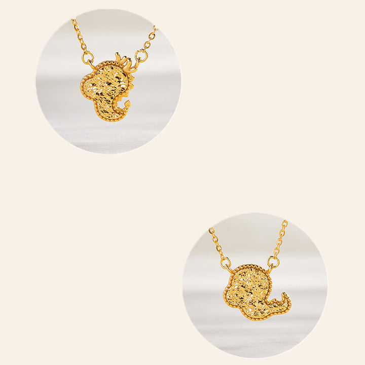 Goldene Drachen Anhänger Kette Chinesischer Zodiak Schmuck elegant
