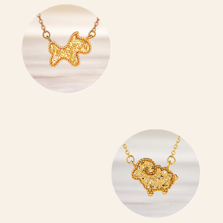 Goldene Anhänger Kette Pferd Chinesischer Zodiak Naturstein Schmuck