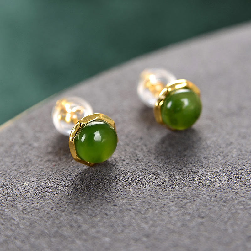 Ohrringe Hetian Jade Silber Glück Ohrstecker grün spirituell Schmuck