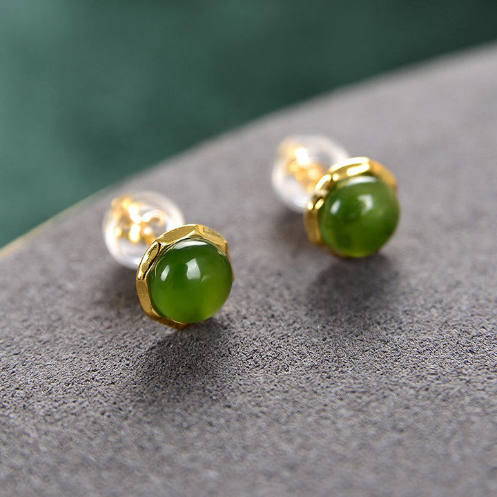 Ohrringe Hetian Jade Silber Glück Ohrstecker grün spirituell Schmuck