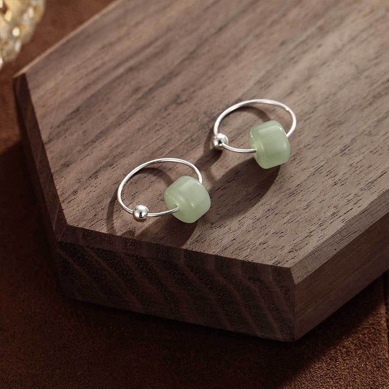Ohrringe Hetian-Jade Silber Wohlstand Creolen grüne Jade Boho Schmuck spirituell