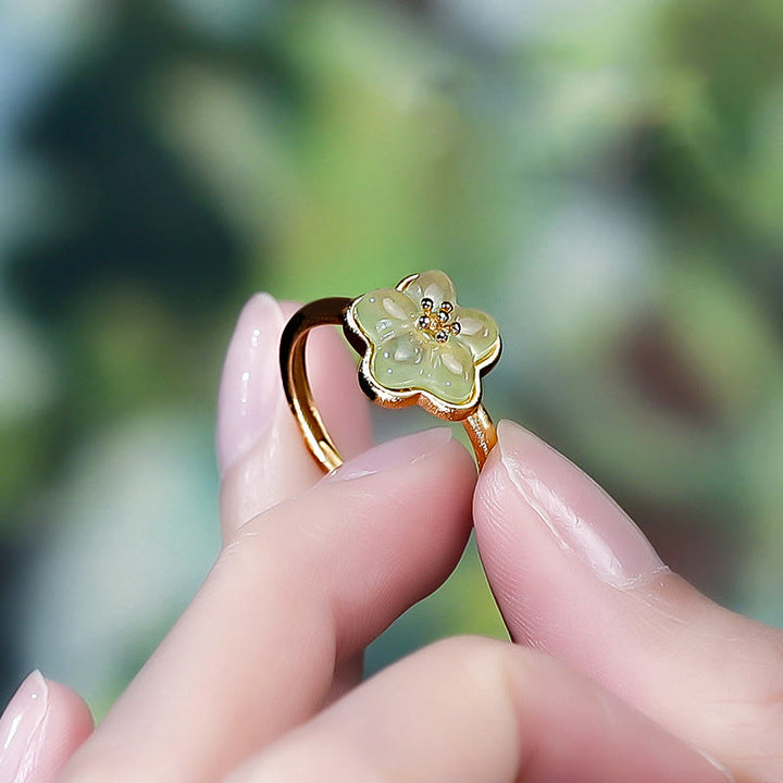 Ring Kupfer Hetian-Jade Pflaumenblüte Glück Fengshui Schutz Harmonie
