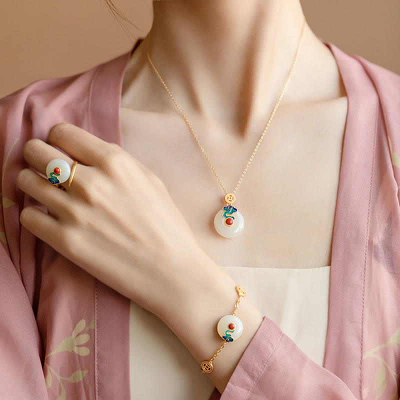 Ohrringe Jade Kupfer Wolken – Wohlstand getragen Boho Schmuck spirituell elegant