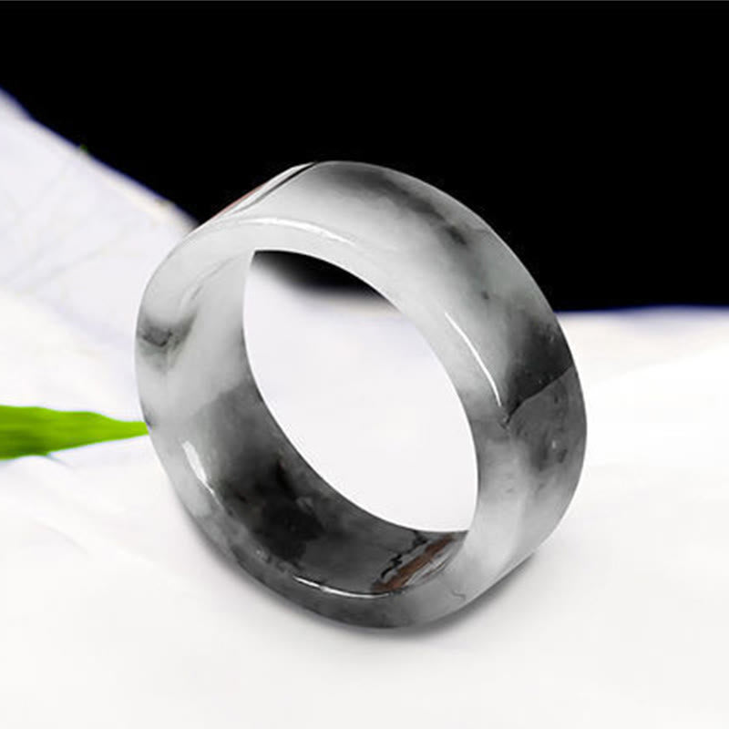 Ring Jade – Glück & Wohlstand grauer polierter Schmuckring
