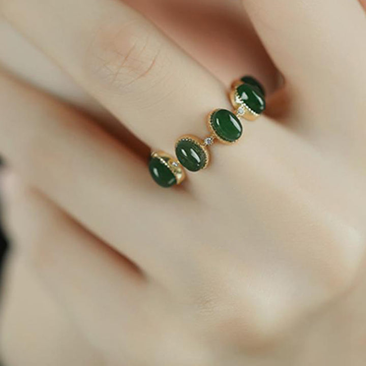 Ring 925 Silber Hetian Jade – Heilung grüne Jade Steine Finger