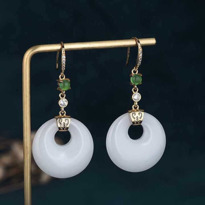 Ohrringe Weißer Jade Tropfen – Segen