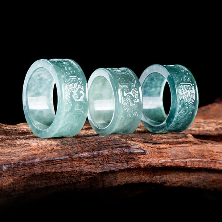 Jade Ring Om Mani Padme Hum – Wohlstand Symbol Fengshui Glück