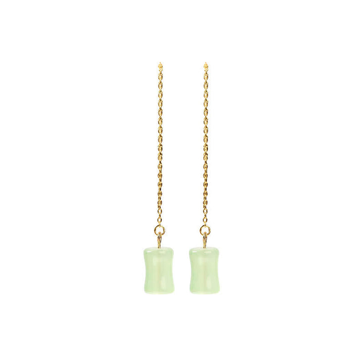 Ohrringe Jade Bambus gold Kette hängend Boho Schmuck spirituell elegant