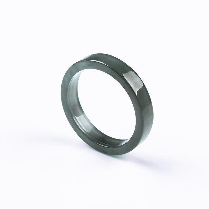 Dunkelgrüner Jade Ring mit Facettenschliff Wohlstand Fülle Glück Schutzstein