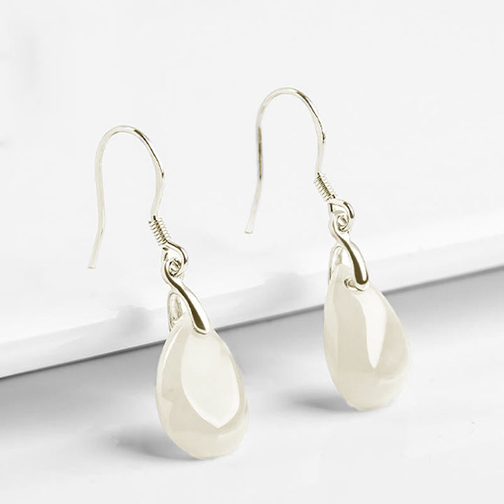 Ohrringe Jade Tropfen Silber Glück Wohlstand Boho Schmuck spirituell Ohrhänger