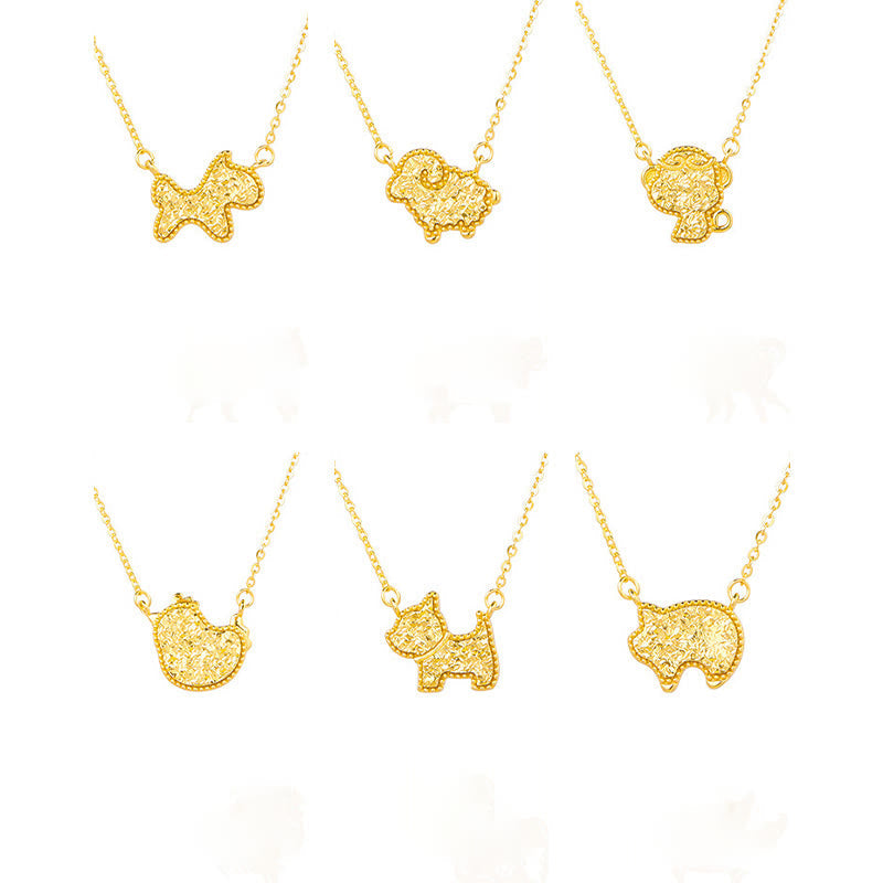 Goldene Anhänger Kette Chinesischer Zodiak Pferd Hund Affe Tierkreis