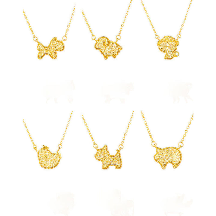 Goldene Anhänger Kette Chinesischer Zodiak Pferd Hund Affe Tierkreis