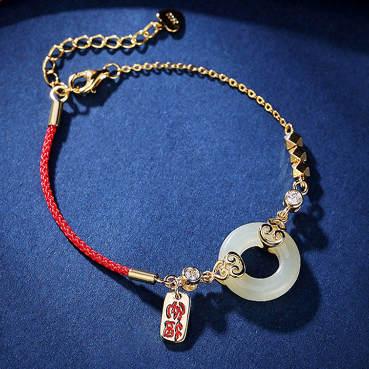 Ohrringe Hetian Jade Kürbis – Glück & Frieden Armband rote Schnur