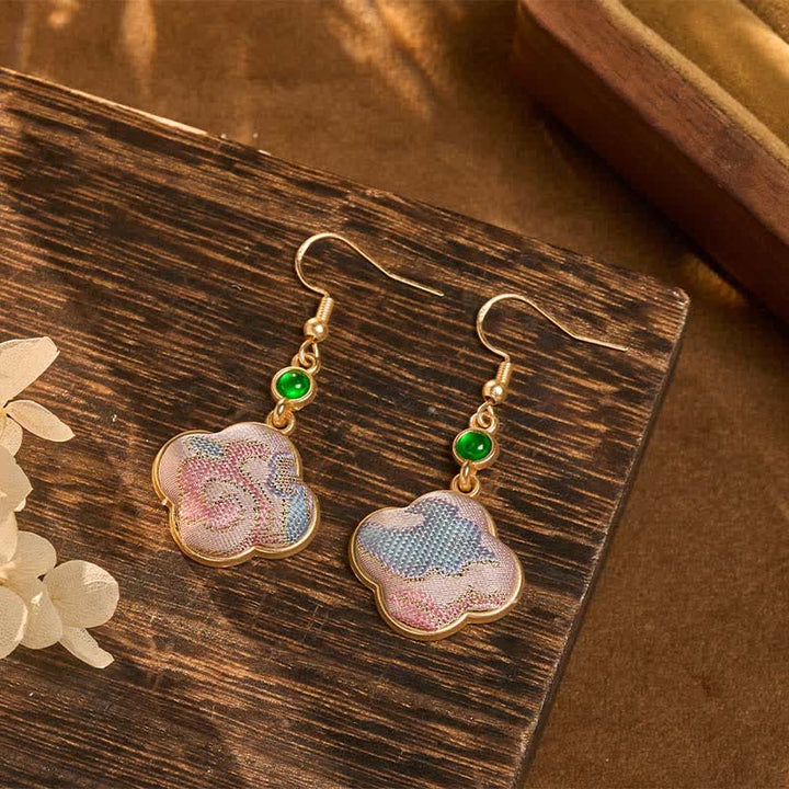Ohrringe Songbrokat Jade Blumen pastell Boho Schmuck spirituell Ohrhänger