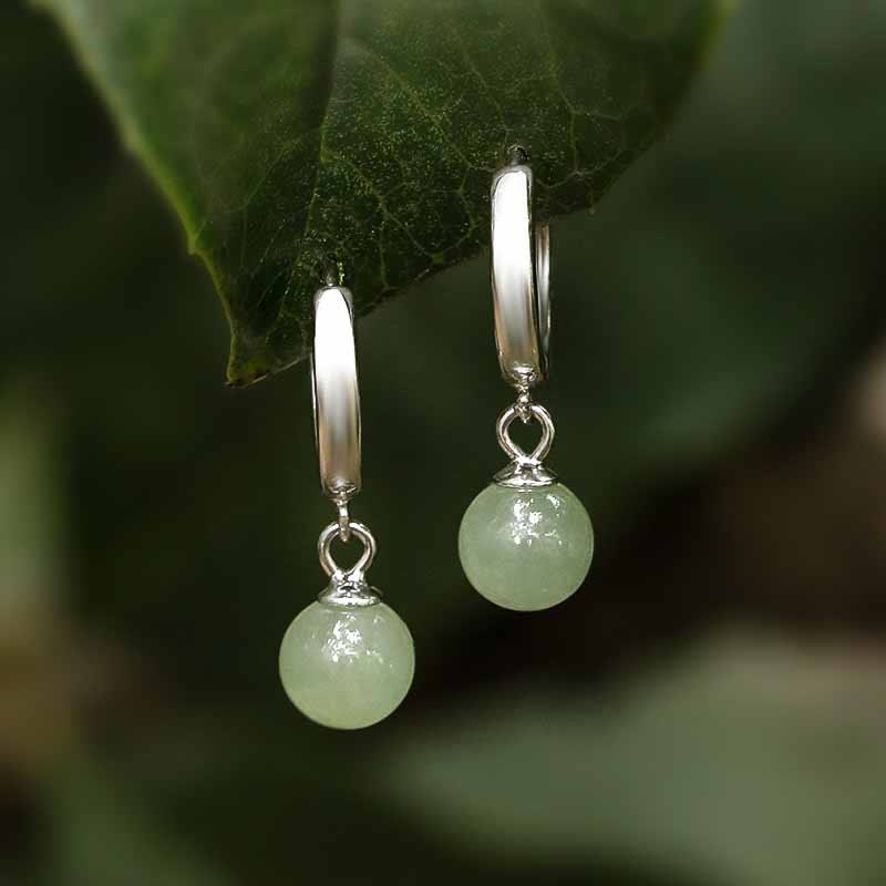 Jade Ohrringe Silber Wohlstand Boho Schmuck spirituell Ohrhänger grün