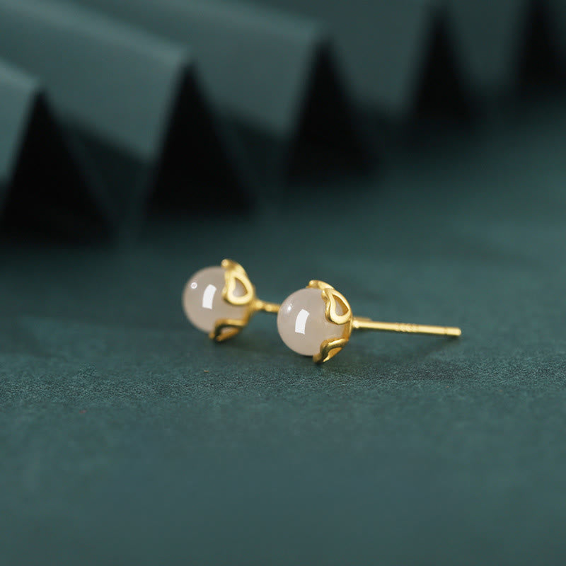 Jade Ohrringe Gold gefasst Harmonie Boho Schmuck spirituell Ohrstecker