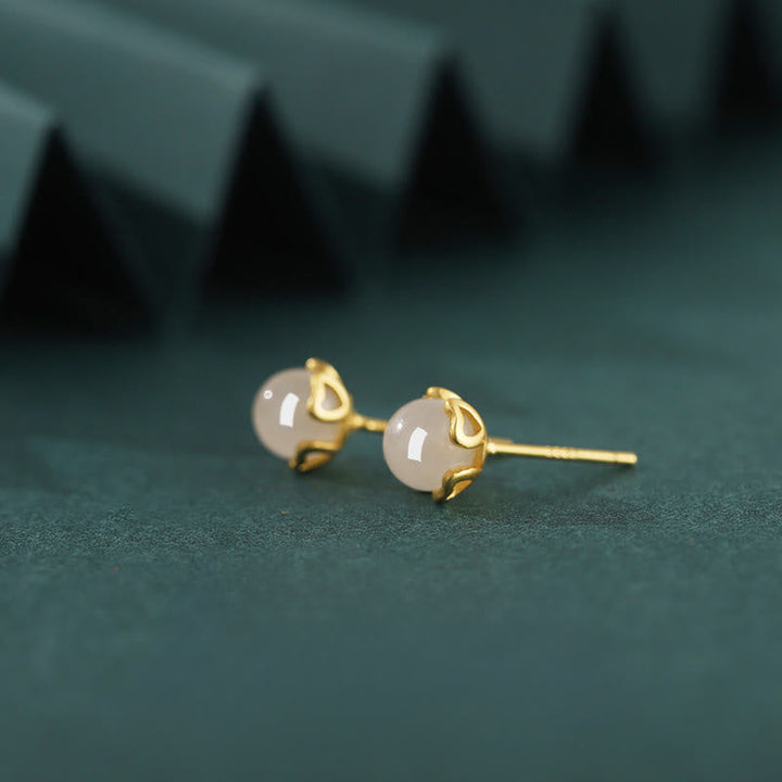Jade Ohrringe Gold gefasst Harmonie Boho Schmuck spirituell Ohrstecker