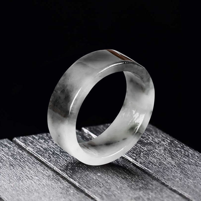 Ring Jade – Glück & Wohlstand Stein Schmuck weißer Fingerring