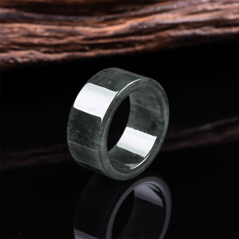 Ring Jade – Glück, Wohlstand & Fülle mit weißem Accentband