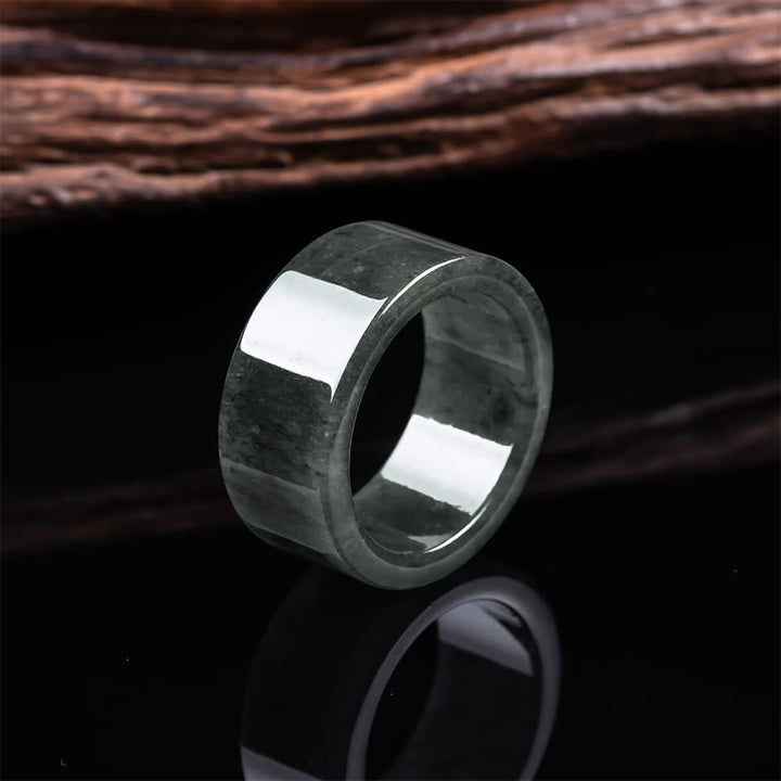 Ring Jade – Glück, Wohlstand & Fülle mit weißem Accentband