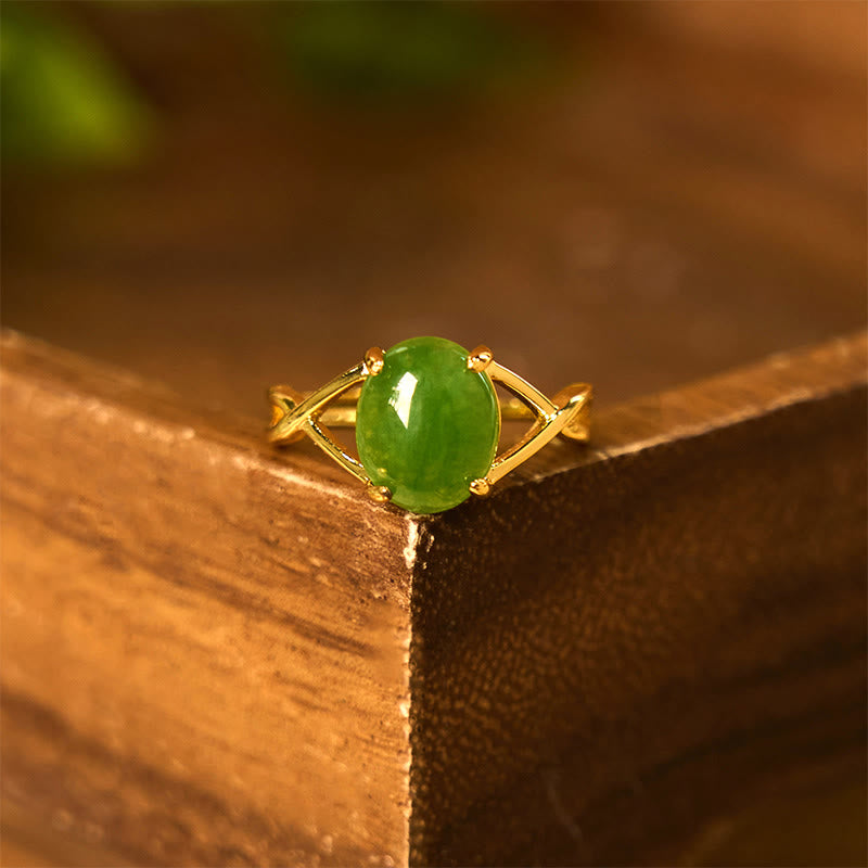 Ring Echte Jade – Fülle grüner Kupferring Reichtum Glück Energiering