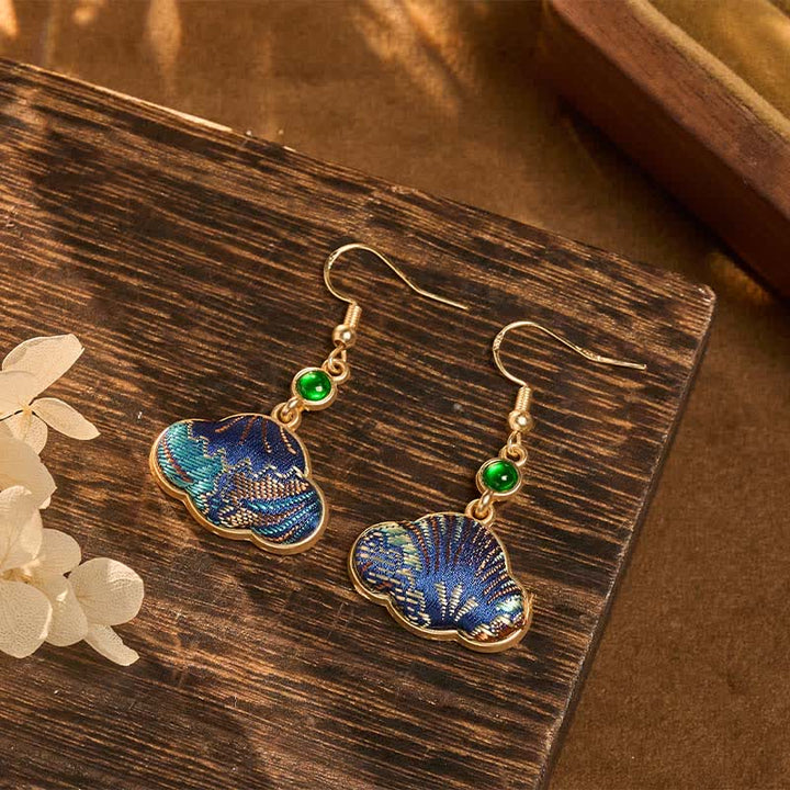 Ohrringe Songbrokat Jade – Wohlstand blau gold Boho Schmuck spirituell Ohrhänger