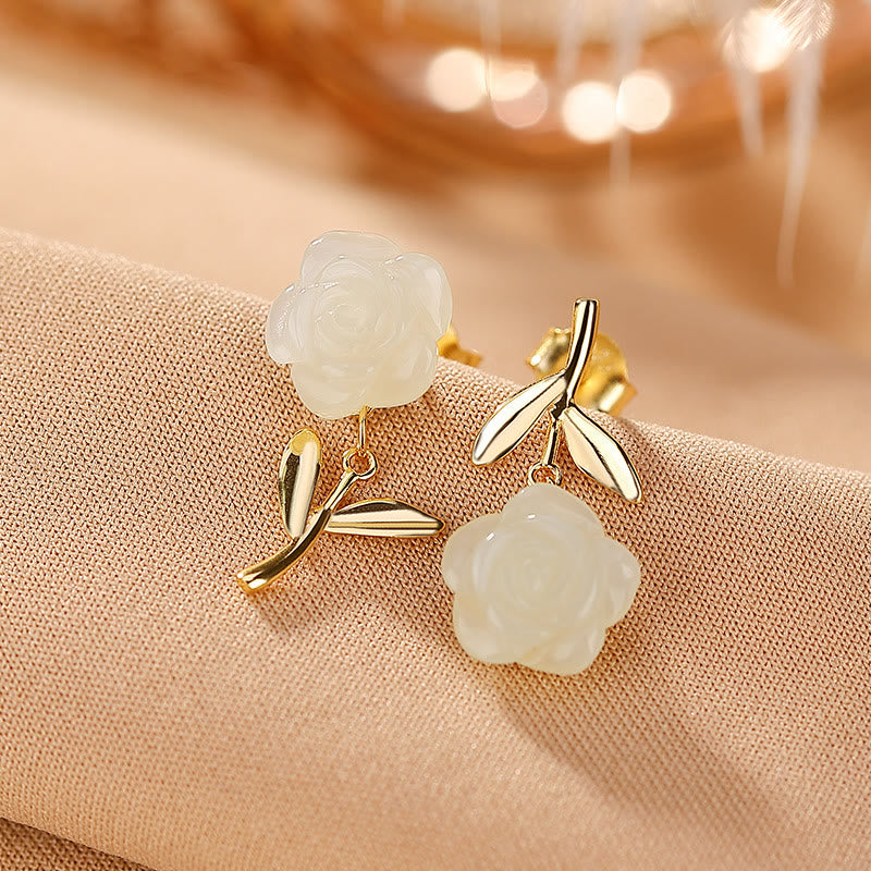Ohrringe Jade Perle Blume – Glück