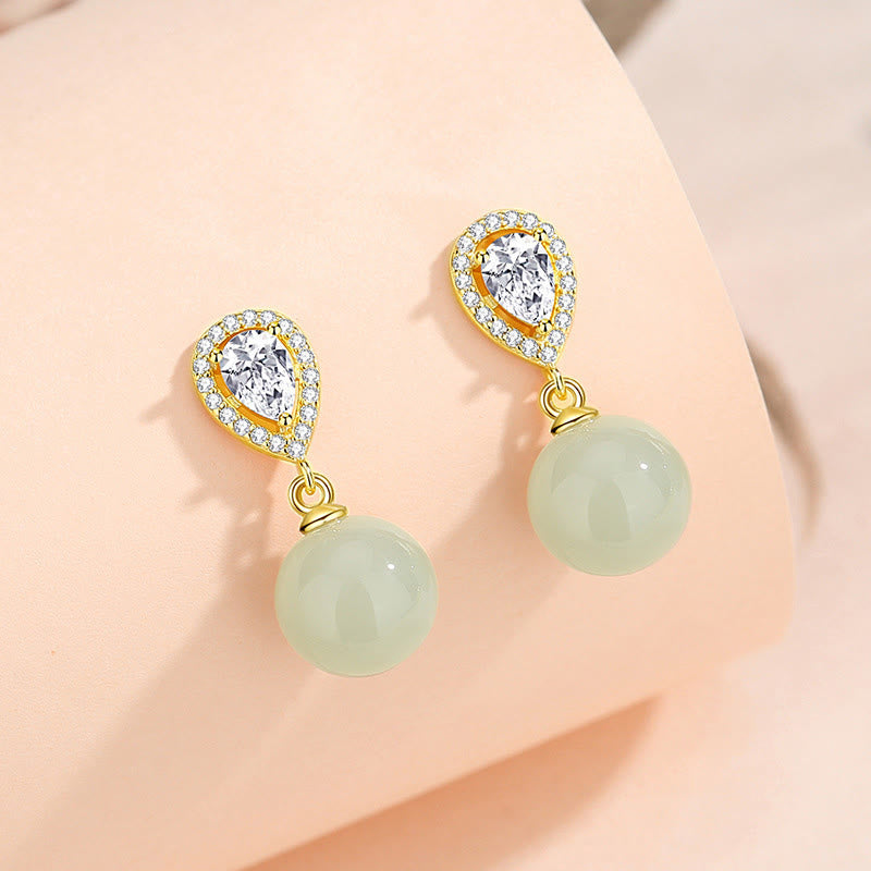 Ohrringe Hetian Jade Tropfen – Wohlstand