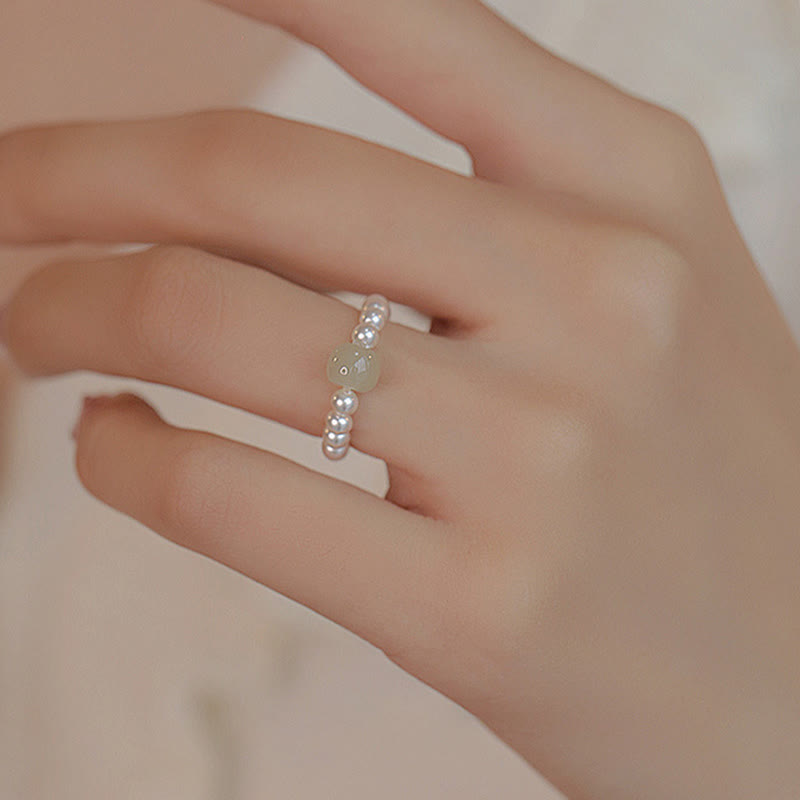 Ring Jade Runde Perlen – Glück
