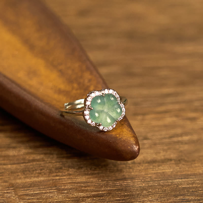 Jade Ring Kupfer Blume Strass elegant Fingerring Schmuck Design