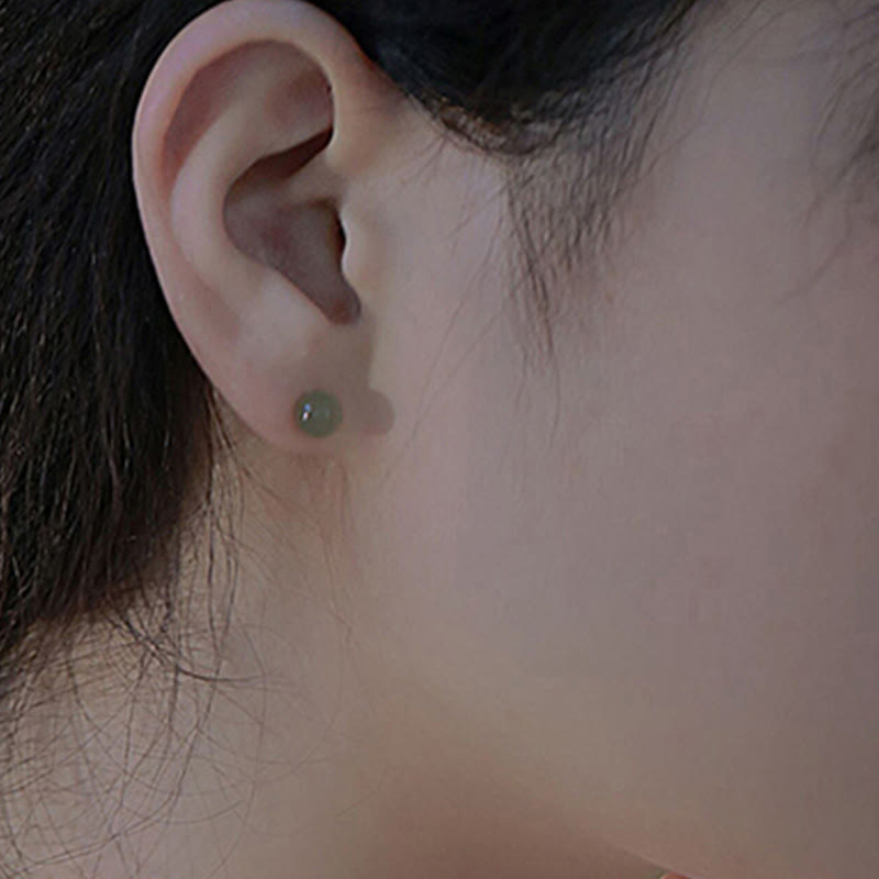Ohrringe Jade Kugel Glück getragen Ohr Boho Schmuck spirituell grün