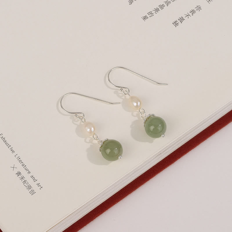 Jade Perle Ohrringe Silber Weisheit Boho Schmuck spirituell Ohrhänger