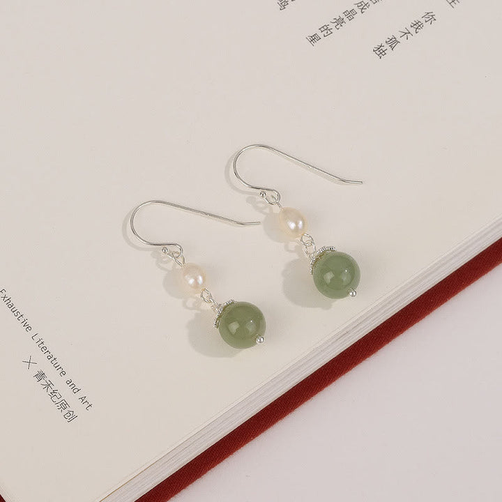 Jade Perle Ohrringe Silber Weisheit Boho Schmuck spirituell Ohrhänger
