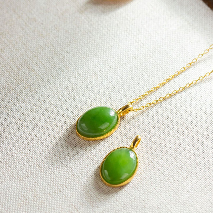 Hetian Jade Kette grüner Anhänger Natur Wohlstand Glück Schmuck