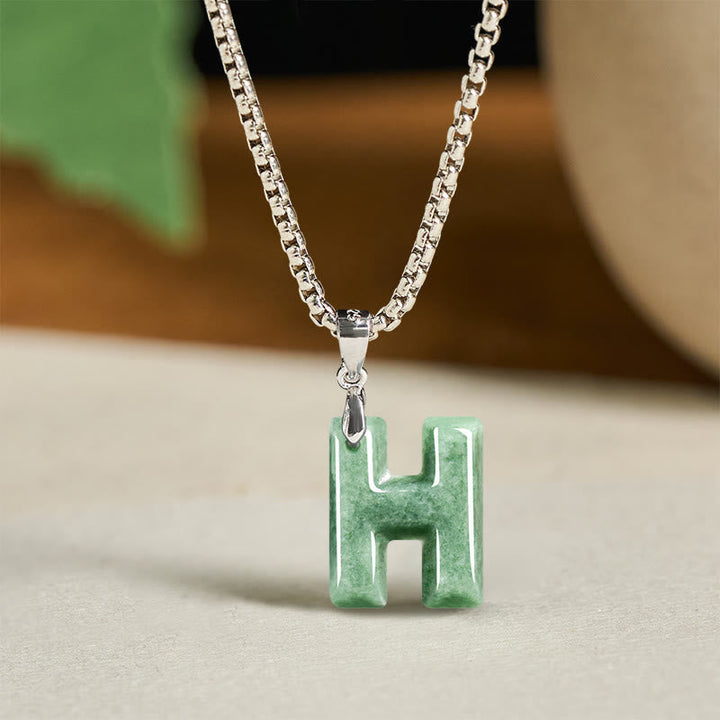 Kette Jade Buchstabe Titanstahl Natur – Wohlstand