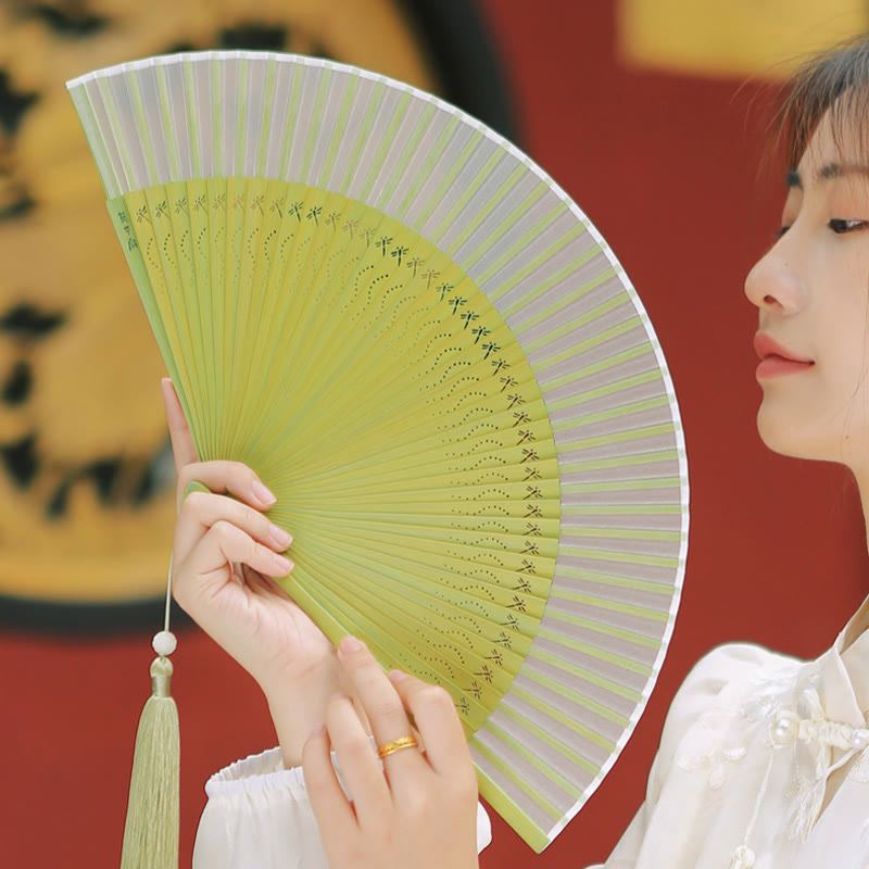 Japan Fächer Libelle Quaste Maulbeerseide Bambus