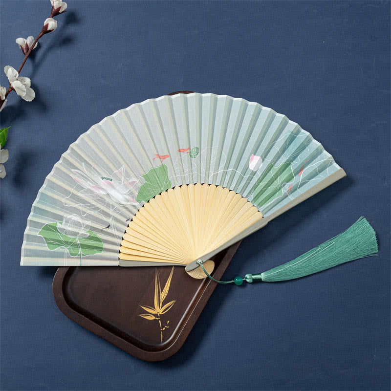 Japanisch Fächer Lotus Begonie Jasmin Handarbeit