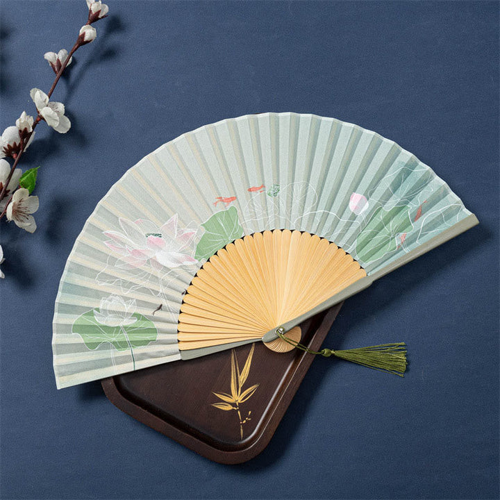 Japanisch Fächer Lotus Begonie Jasmin Seide