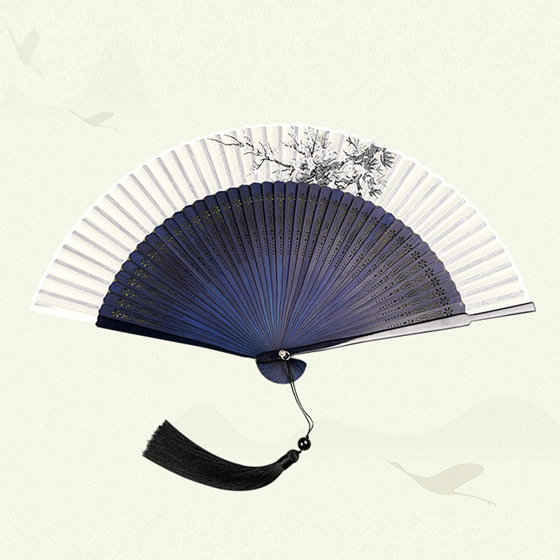 Japanische Fächer Blütenzweige Bambus Wanddeko