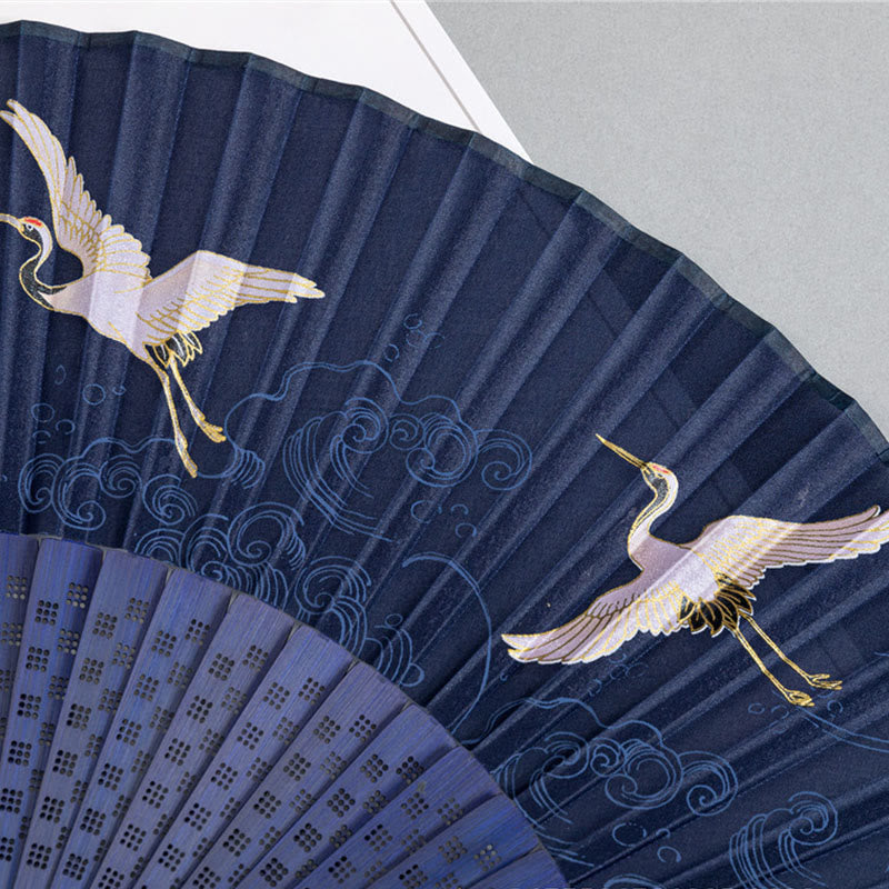 Japanische Fächer Kranich Seide Pfingstrose Geschenk