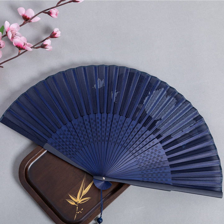 Japanische Fächer Kranich Seide Pfingstrose Sommer