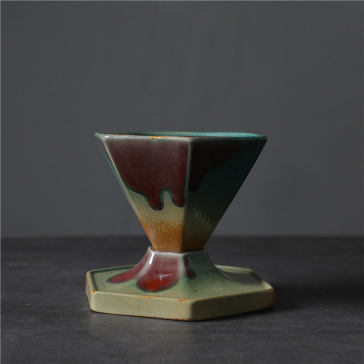 Japanische Teetasse Sechseck Keramik Untersetzer Gaiwan