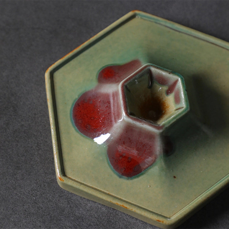 Japanische Teetasse Sechseck Keramik Untersetzer Matcha
