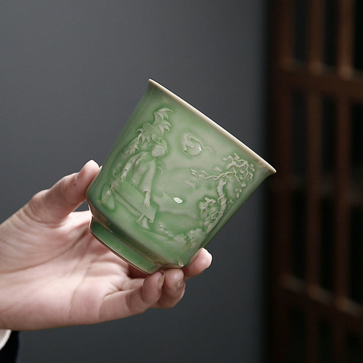 Japanische Teetasse Berge Kiefer Keramik Deko