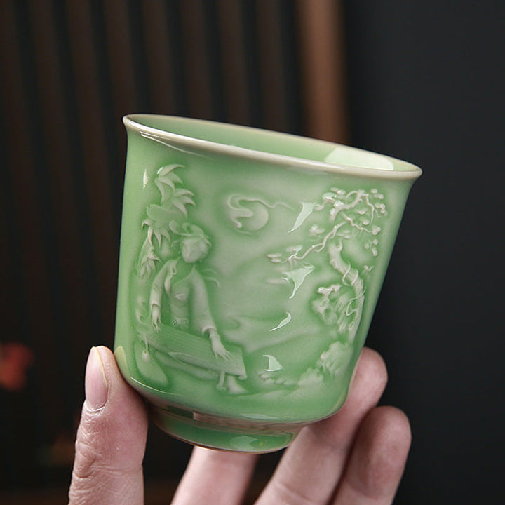 Japanische Teetasse Berge Kiefer Keramik Gaiwan