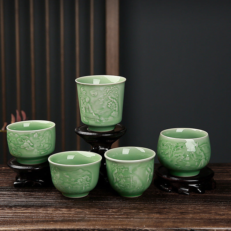 Japanische Teetasse Berge Kiefer Keramik